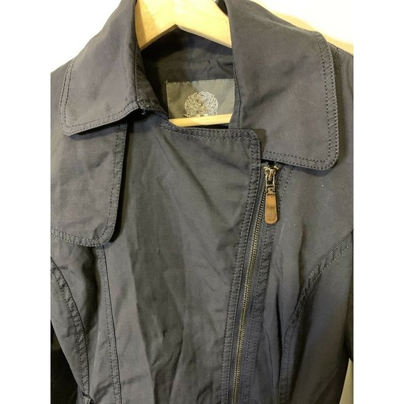 Vince Camuto Women’s Sz M Blue Jacket Trench Coat with belt rain - Picture 6 of 11